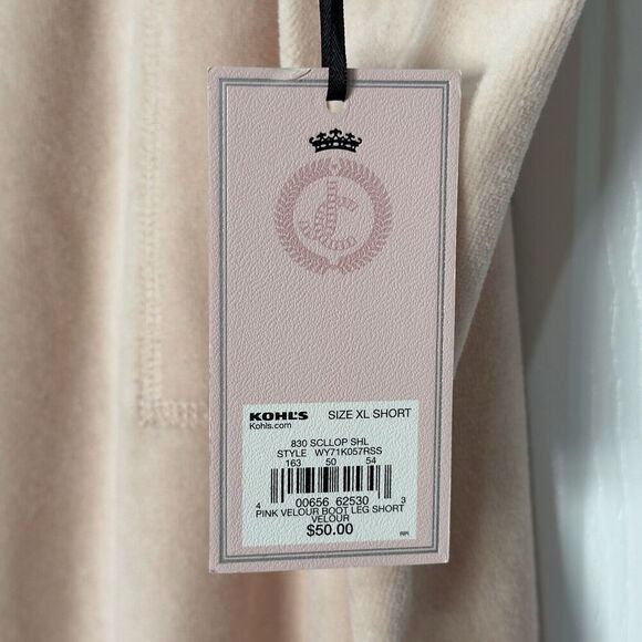 NWT Juicy Couture Velour Boot Leg Pants Short Womens Sz XLP Scallop Pink - Picture 5 of 8